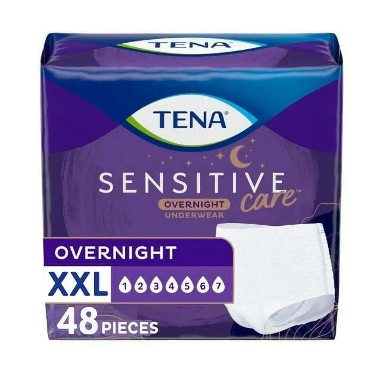 (2 PACK) Tena Sensitive Care Overnight Incontinence Underwear for Women XXLarge, 48 Count (New Sizing)