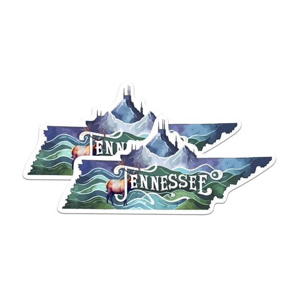 (2 Pack) Tennessee State Shape Stickers - TN State Sticker - Choose from 50 States - 5 Inches On Longest Side - Premium Vinyl - for Cars, Skateboards, Laptops - Made in USA - BMCS1278