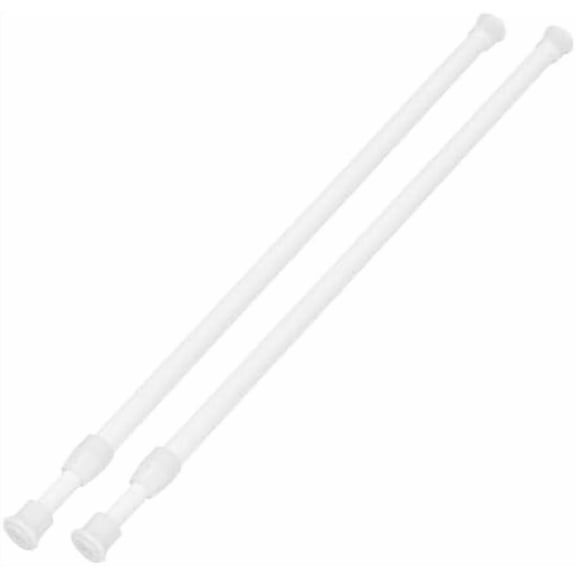 2 Pack Tension Curtain Rod 15.7-28 Inch, Small Short Adjustable Extendable Spring Loaded Rods for Windows Cabinet Blinds Closet Bedroom Kitchen Bathroom Door No Drilling, White