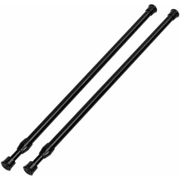 2 Pack Tension Curtain Rod 28-48 Inch, Small Short Adjustable Extendable Spring Loaded Rods for Windows Cabinet Blinds Closet Bedroom Kitchen Bathroom Door No Drilling, Black