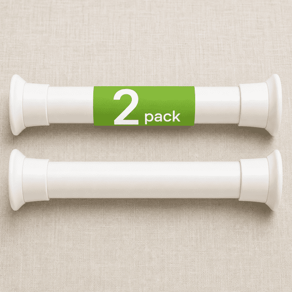 2 Pack Tension Curtain Rod 31-76 Inch White Expandable No Drilling Adjustable Spring Loaded Rods 7/8 Diameter For Windows Bedroom Closet Doorway