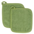 thumbnail image 1 of 2-Pack Terry Potholder & Hot Pad: Heat Resistant, Durable, Cotton – Ergonomically Designed for Optimal Grip, Easy-Care Machine Washable, Perfect for Your Kitchen, 7.87x7.87 Inch, Green, 1 of 9