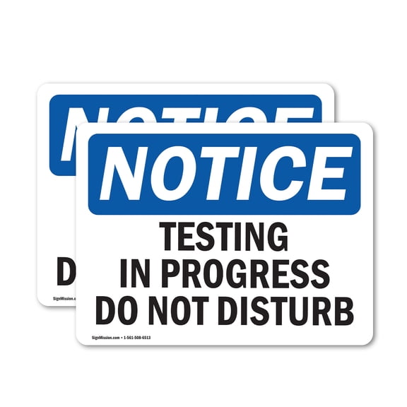 (2 Pack) Testing In Progress Do Not Disturb OSHA Notice Sign 5 Inch X 3.5 Inch Vinyl Label Decal Sticker Weather Resistant, UV Protected for Workplace, Business, and Construction Site,