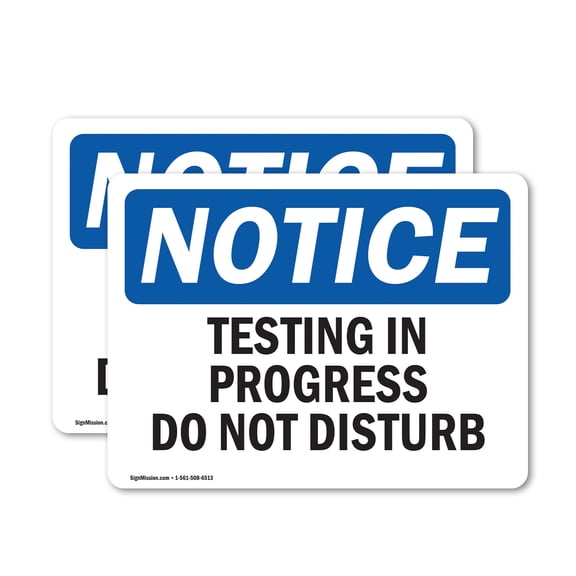 (2 Pack) Testing In Progress Do Not Disturb OSHA Notice Sign 5 Inch X 3.5 Inch Vinyl Label Decal Sticker Weather Resistant, UV Protected for Workplace, Business, and Construction Site, Made in the USA