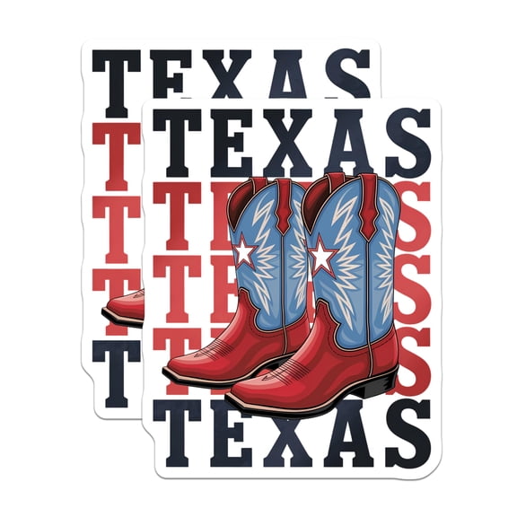 (2 Pack) Texas Cowboy Boots Magnets - Western Theme Home Decor - Lone Star State Souvenirs - Red Blue Star Art Display - 5 Inches On Longest Side - Thick Durable Magnet - Made in USA - MAG21980