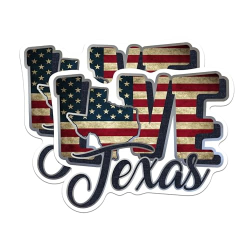 (2 Pack) Texas Love State Magnets - TX State USA Flag - Choose from 50 States - 5" On Longest Side - Premium Magnet - for Cars, Refrigerators, Toolboxes, Lockers - Made in USA - MAG1449