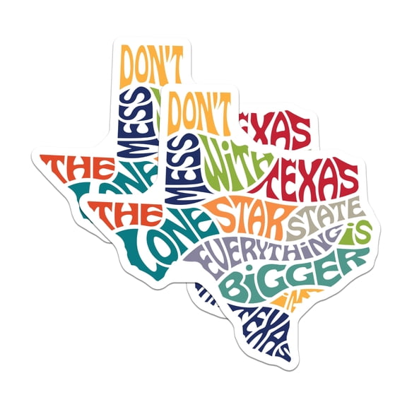 (2 Pack) Texas Magnets - Lone Star State Decor - Don't Mess with Texas Motto - 5 Inches On Longest Side - Thick Durable Magnet - Made in USA - MAG19166