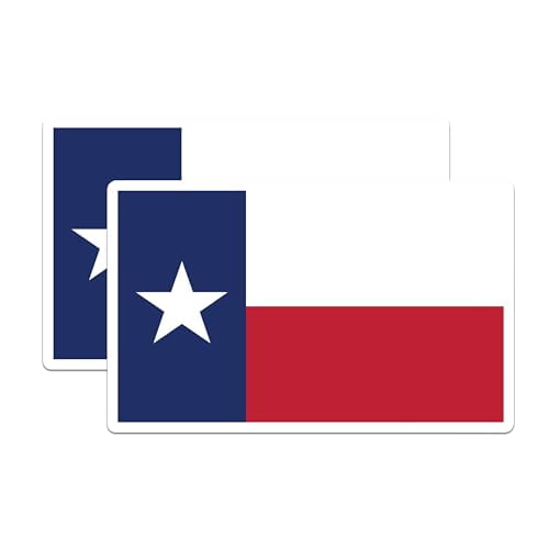 (2 Pack) Texas State Flag Stickers - TX State Flag Sticker - Choose from 50 States - 5 Inches On Longest Side - Premium Vinyl - for Cars, Skateboards, Laptops - Made in USA - BMCS1329