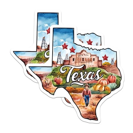 (2 Pack) Texas State Magnets - Texas Travel Memories - Texas Symbols - Lone Star State Texas Pride - 5" On Longest Side - for Cars, Fridges, Toolboxes - Made in USA - MAG6291