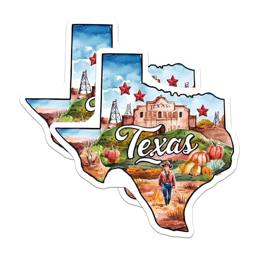 (2 Pack) Texas State Magnets - Texas Travel Memories - Texas Symbols - Lone Star State Texas Pride - 5" On Longest Side - for Cars, Fridges, Toolboxes - Made in USA - MAG6291
