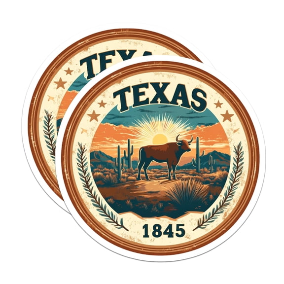 (2 Pack) Texas Stickers - State Pride Stickers - Lone Star State Stickers - 5" On Longest Side - Sticks to Smooth Flat Surfaces - Made in USA - BMCS14625