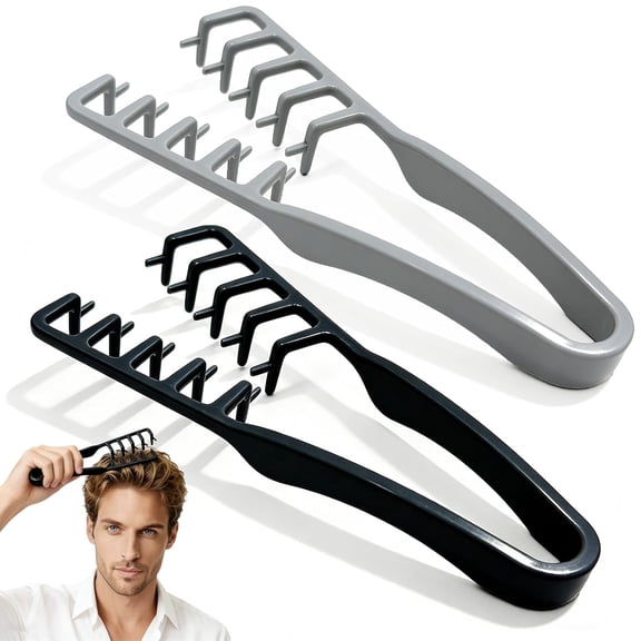 2 Pack Texture Comb Set, Wide Tooth Volumizing Hair Comb for Root Lift & Fluffy Hairstyles, Anti Frizz Texturizing Styling Comb with Non Slip Grip for Curly Thick Hair (Black+Gray)