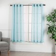thumbnail image 1 of Diamond Home Textured Linen Sea Blue Blend Grommet Top Window Curtain, 52" x 63" 2 Panels, 1 of 4