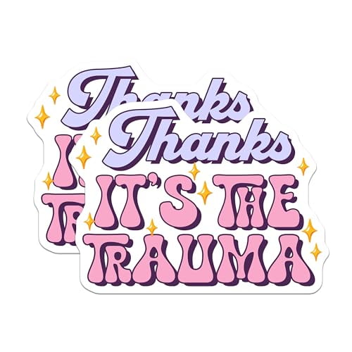 (2 Pack) Thanks It's The Trauma Magnets - Funny Quote - Office Decor - Therapy Humor - 5" On Longest Side - for Cars, Fridges, Toolboxes - Made in USA - MAG8236