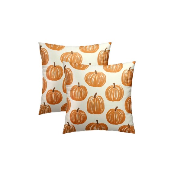 2 Pack Thanksgiving 18x18 Inch Linen Maple Leaf Pumpkin Pillow Covers for Couch Sofa Autumn Fall Home Decor