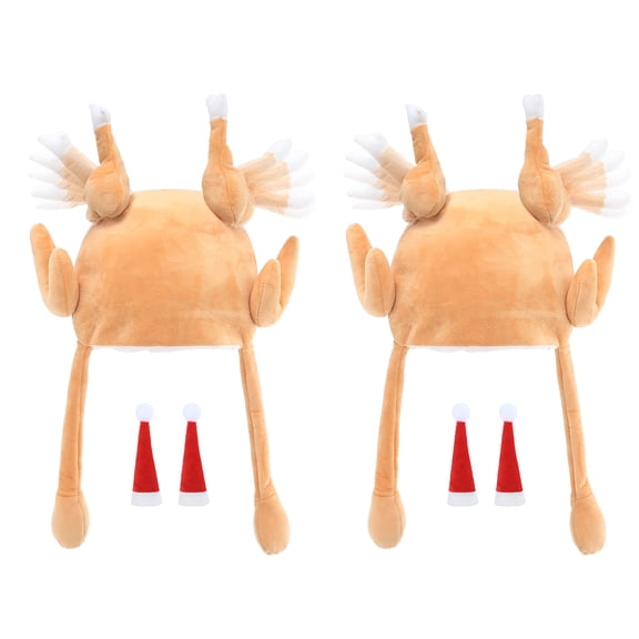 2 Pack Thanksgiving Turkey Hat, Movable Legs for Funny Happy Holiday, Christmas Hats Included