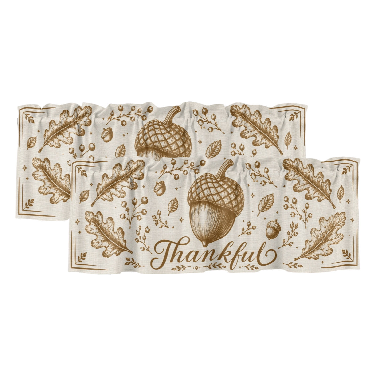 Texture In Clothing 2 Pack Thanksgiving Valance for Window Fall Wheat Acorn Oak Leaf ...