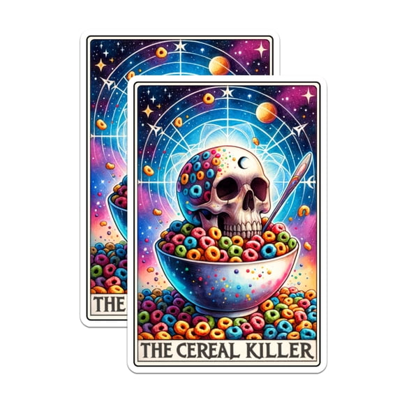 (2 Pack) The Cereal Killer Tarot Card Magnets - Funny Punny Magnet - 5" On Longest Side - Premium Magnet - for Cars, Refrigerators, Toolboxes - Made in USA - MAG1395