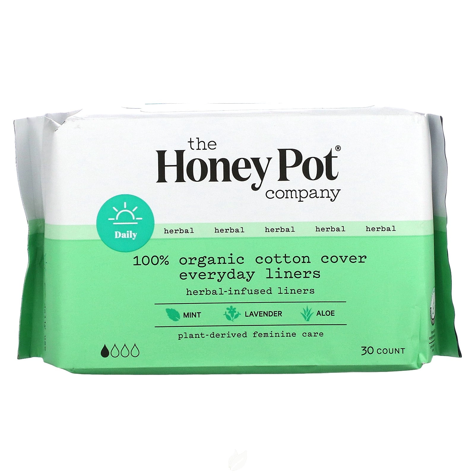(2 Pack)The Honey Pot Company, Herbal Pantiliners, Organic Cotton Cover, 30 ct.