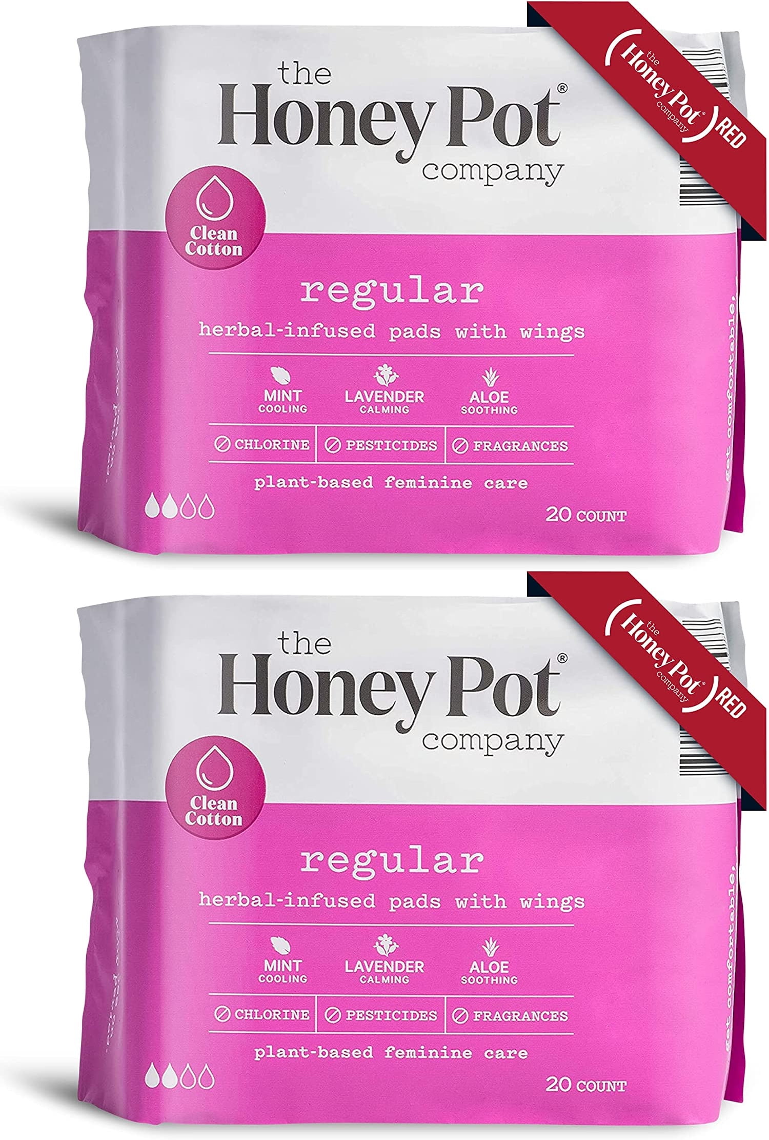 The Honey Pot Company - Herbal Heavy Flow Pads w/Sensitive Wipes & Wash  Bundle - Great Postpartum Essentials Kit - Super Absorbant Pads, Fragrance