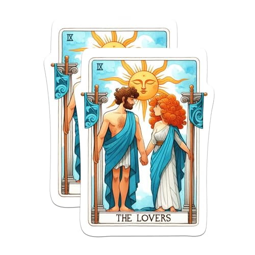 (2 Pack) The Lovers Tarot Card Stickers - Mystical Tarot Card Decals - 5 Inches On Longest Side - Premium Vinyl Decal - Sticks to Any Smooth Flat Surface - Made in USA - BMCS2250