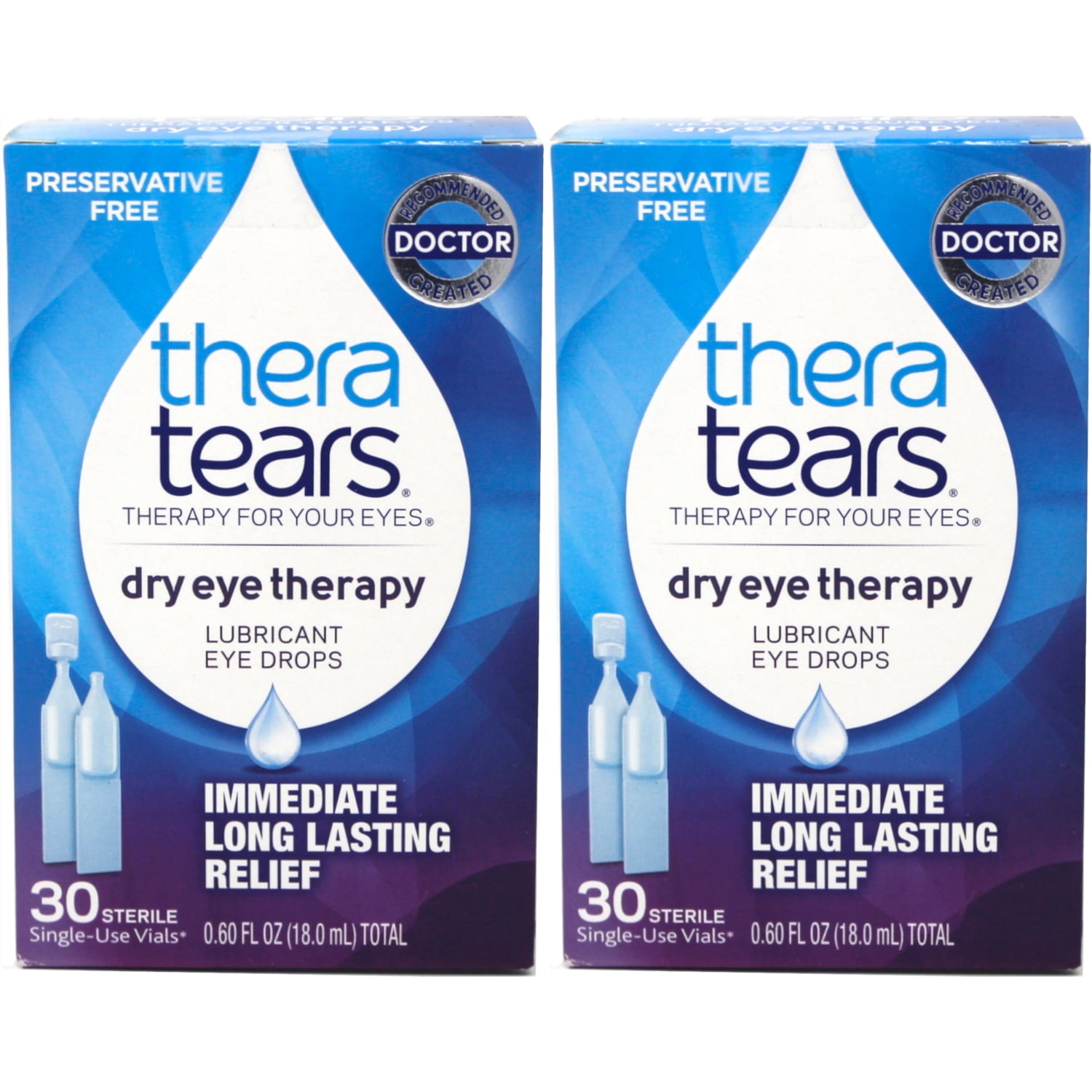 2 Pack Thera Tears Lubricant Eye Drops, 30 Each