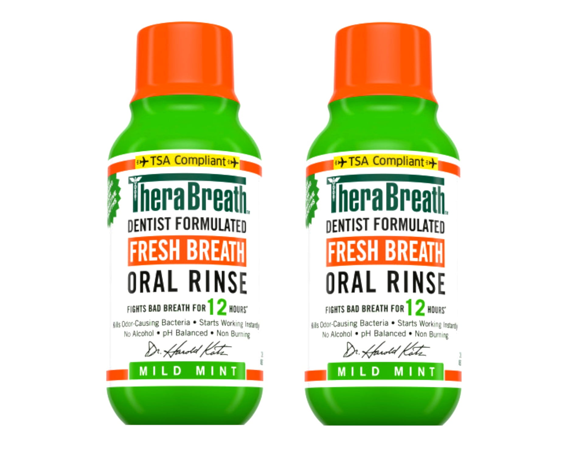 2 Pack - TheraBreath Fresh Breath Mouthwash, Mild Mint, Alcohol-Free, Travel Size, 3 fl oz