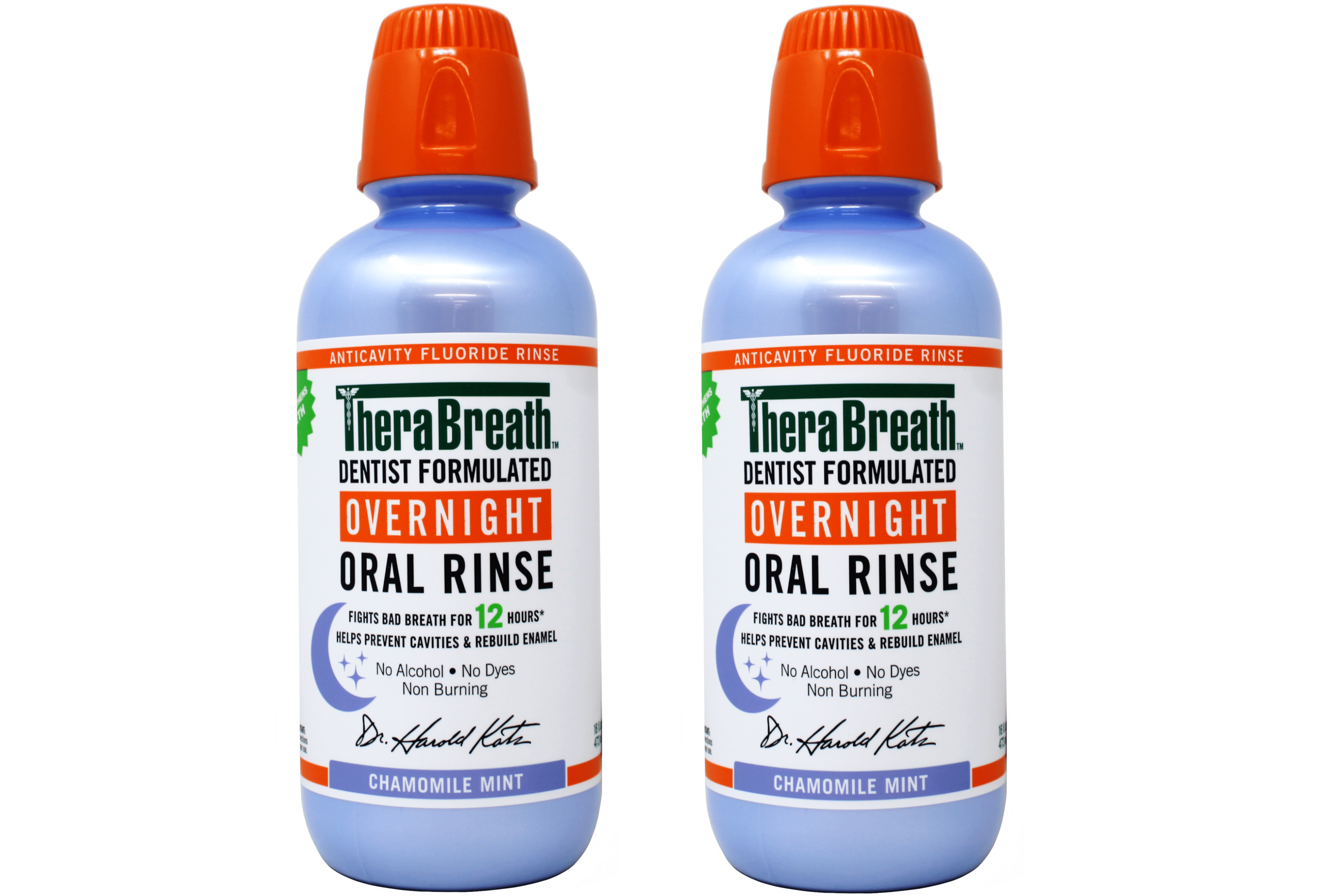 2 Pack - TheraBreath Overnight Mouthwash, Chamomile Mint Flavor, Alcohol Free, 16 fl oz