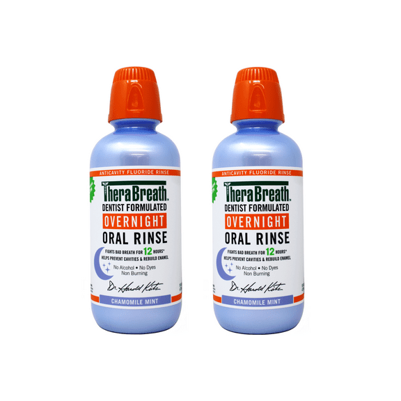 2 Pack - TheraBreath Overnight Mouthwash, Chamomile Mint Flavor, Alcohol Free, 16 fl oz