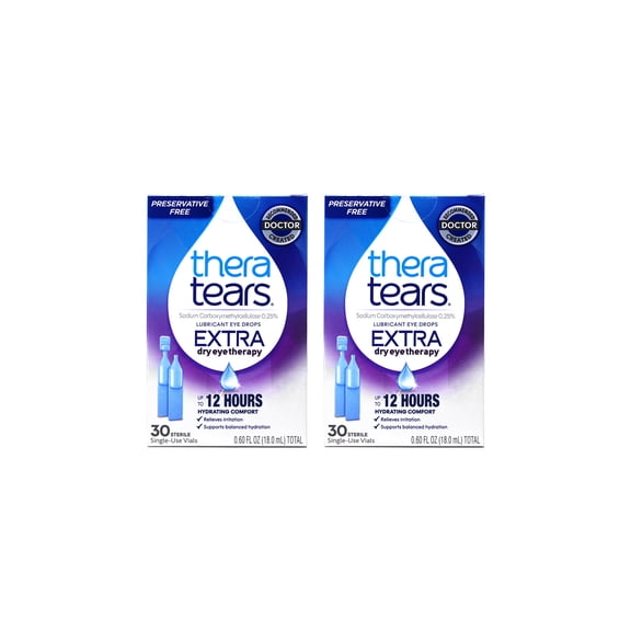2 Pack - TheraTears Extra Dry Eye Therapy Lubricant Eye Drops Preservative Free 30 Count
