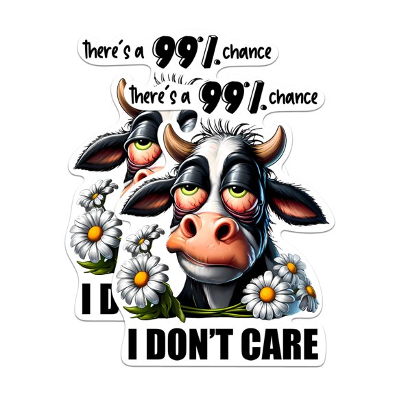 (2 Pack) There's A 99% Chance I Don't Care Magnets - Funny Animal Cow Sarcastic - Farmer - 5" On Longest Side - Premium Magnet - for Cars, Refrigerators, Toolboxes, Lockers - Made in USA - MAG1018