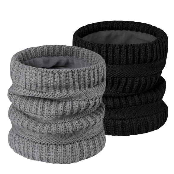 2-Pack Thermal Fleece Neck Gaiter, Windproof Face Mask for Skiing & Outdoor Winter Activities