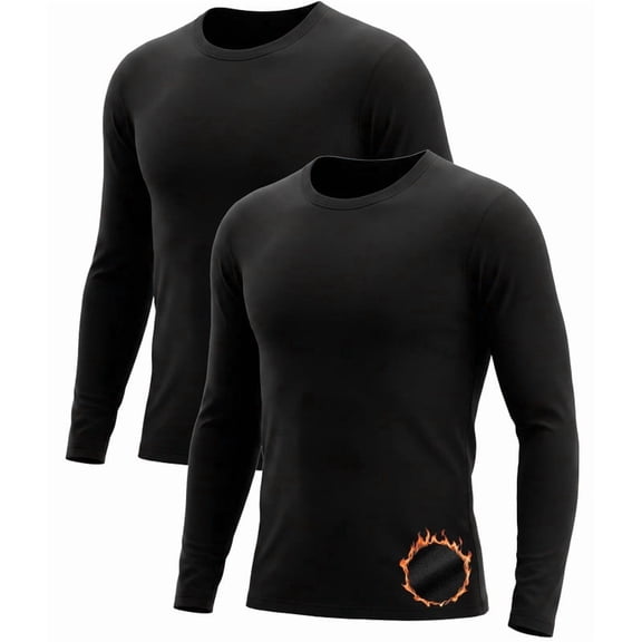 2 Pack Thermal Shirts for Men Long Sleeve Tops Undershirt Base Layer for Winter Cold Weather