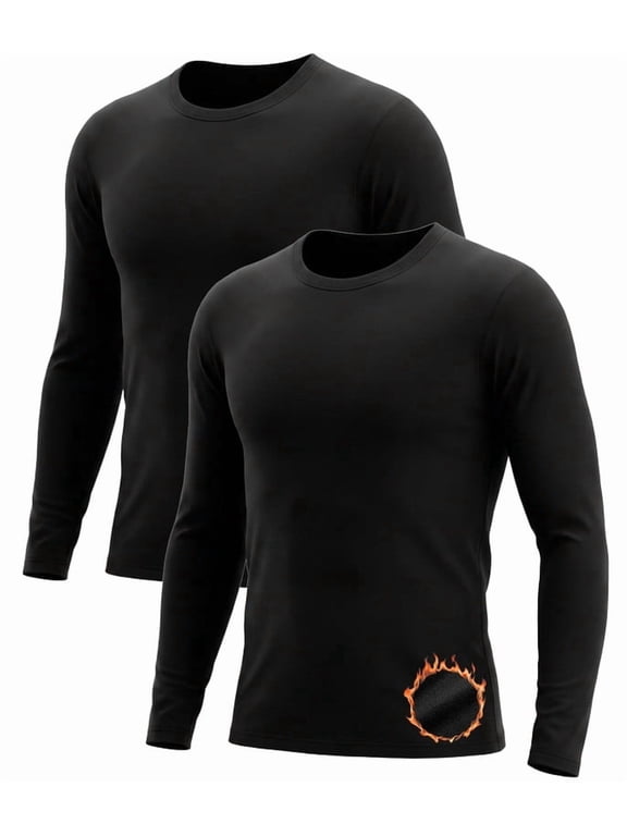 2 Pack Thermal Shirts for Men Long Sleeve Tops Undershirt Base Layer for Winter Cold Weather