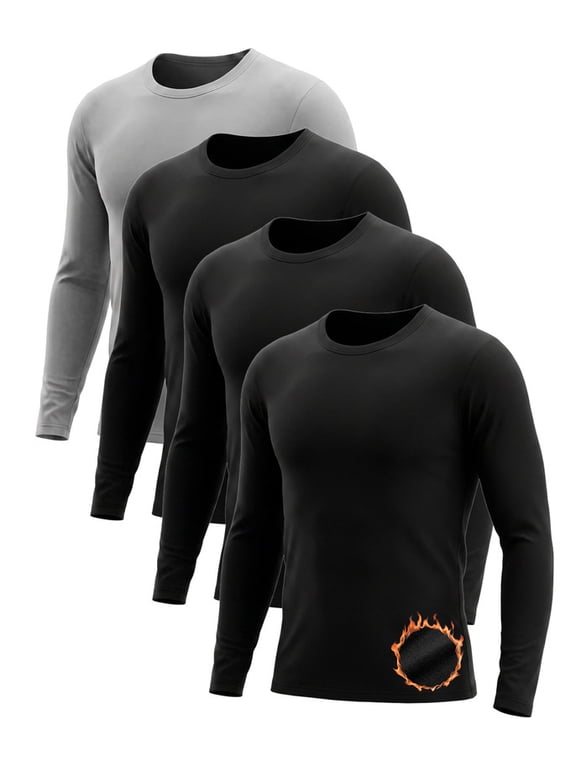 4 Pack Thermal Shirts for Men Long Sleeve Tops Undershirt Base Layer for Winter Cold Weather