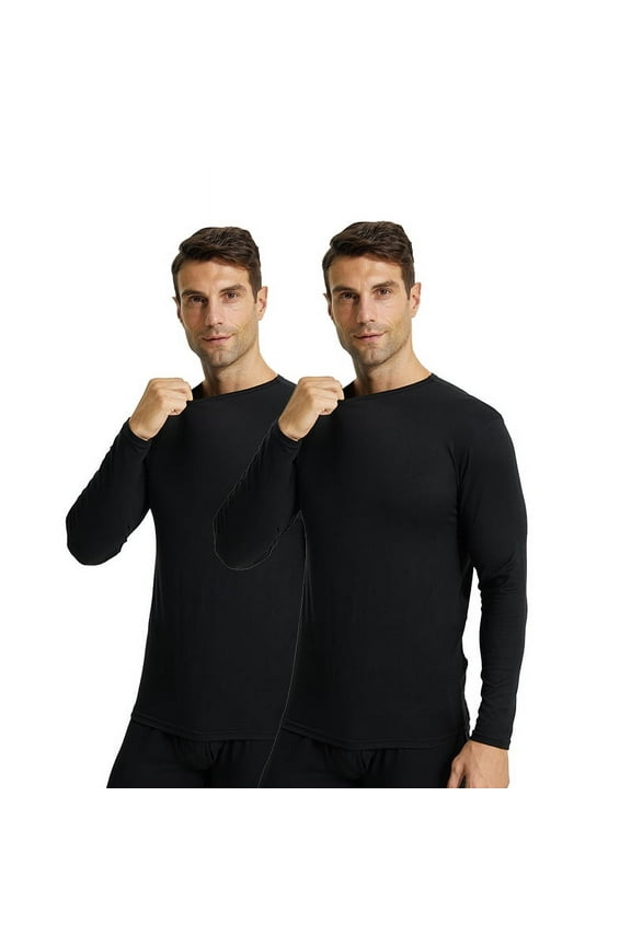 2 Pack Thermal Tops for Men Thermal Shirts for Men Thermal Underwear Tops Long Sleeve Warm Thermal Shirts for Men Ultra Soft Base Layer