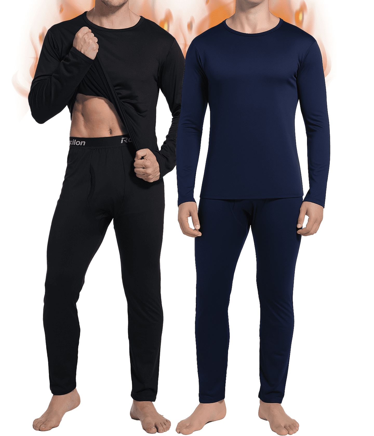 2 Pack Thermal Underwear Long Johns for Men Fleece Lined Base Layer Tops and Bottoms Set Cold Weather Clothing Gear Winter Gift