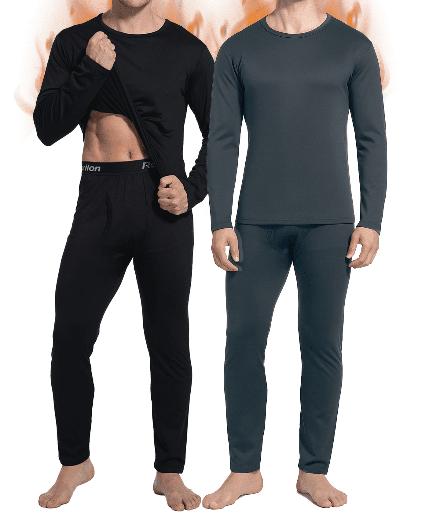2 Pack Thermal Underwear Long Johns for Men Fleece Lined Base Layer Tops and Bottoms Set Cold Weather Clothing Gear Winter Gift