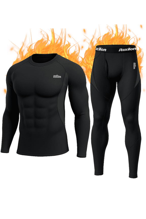 Thermal Underwear Long Johns for Men Fleece Lined Base Layer Tops and Bottoms Set Cold Weather Clothing Gear Winter Gift
