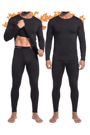2 Pack Thermal Underwear Long Johns for Men Fleece Lined Base Layer Tops and Bottoms Set Cold Weather Clothing Gear Winter Gift