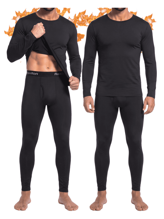 2 Pack Thermal Underwear Long Johns for Men Fleece Lined Base Layer Tops and Bottoms Set Cold Weather Clothing Gear Winter Gift