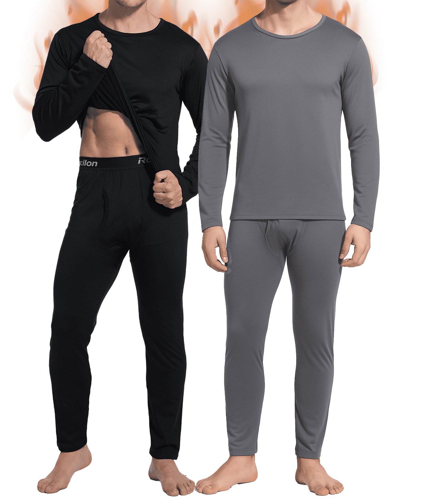 2 Pack Thermal Underwear Long Johns for Men Fleece Lined Base Layer Tops and Bottoms Set Cold Weather Clothing Gear Winter Gift