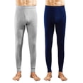 thumbnail image 1 of 2 Pack Thermal Underwear for Men Pants Fleece Lined Long Johns Bottoms High Waist Base Layer Leggings for Cold Weather Gray/Navy, XXL, 1 of 3