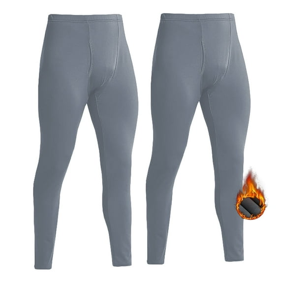 2 Pack Thermal Underwear for Men, Thermal Pants for Men Fleece Lined Long Johns Bottoms Cold Weather Base Layer for Running Skiing