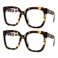 thumbnail image 1 of (2-Pack) Thick Horned Boyfriend Frame Blue Light Blocking Computer Glasses 2 Tortoise, 1 of 2