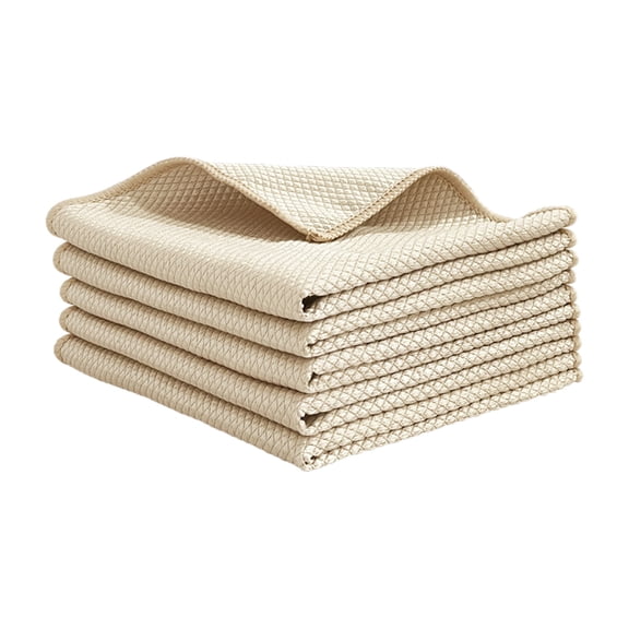 2 Pack Thick Microfiber Cleaning Cloths, High Absorbent Reusable Dish Towels, Microfiber Dish Cloth Set, Ultra Soft Absorbent Quick Drying Cleaning Towel, 11.8 x 11.8 Inches, Beige