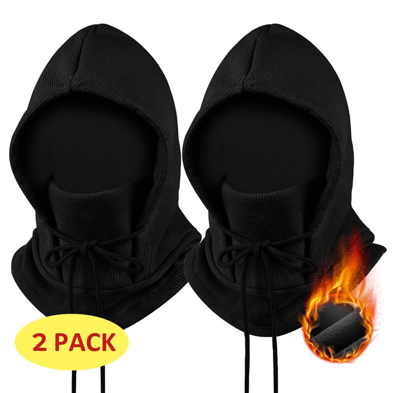 2 Pack Thick Thermal Face Mask Hoodie Men Women with Drawstrings