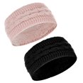 thumbnail image 1 of 2 Pack Thickened Coral Fleece Lined Crochet Knit Non-Slip Windproof Knit Headbands for Women, 1 of 8