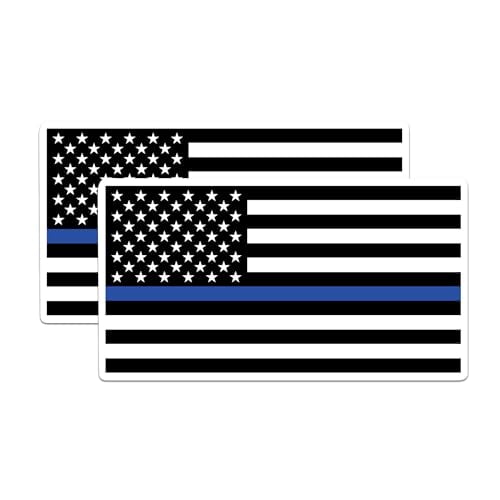 (2 Pack) Thin Blue Line Magnet - Police Officer Support - Law Enforcement - 5" On Longest Side - Premium Magnet - for Cars, Refrigerators, Toolboxes, Lockers- Made in USA - MAG0702