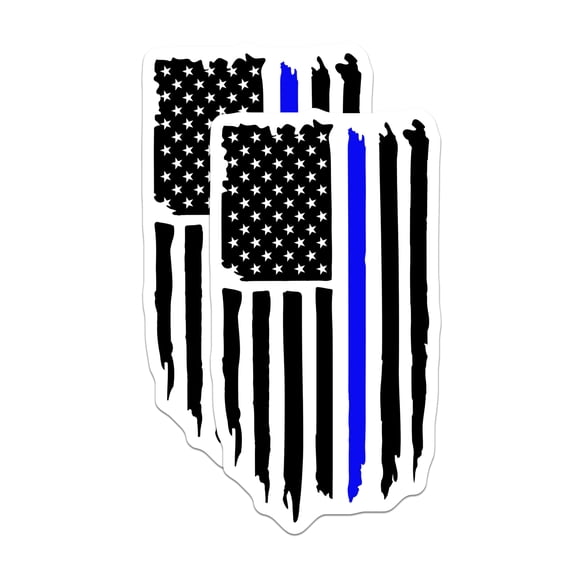 (2 Pack) Thin Blue Line Magnets - American Flag Police Support - Back the Blue First Responder Tribute - 5 Inches On Longest Side - Thick Durable Magnet - Made in USA - MAG22173